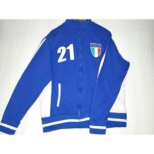 Carbon Italia Soccer Track Jacket Blue White Number 21 Full Zip Men's Large Y2K